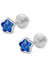 beautiful small dark blue silver cz baby birthstone earrings